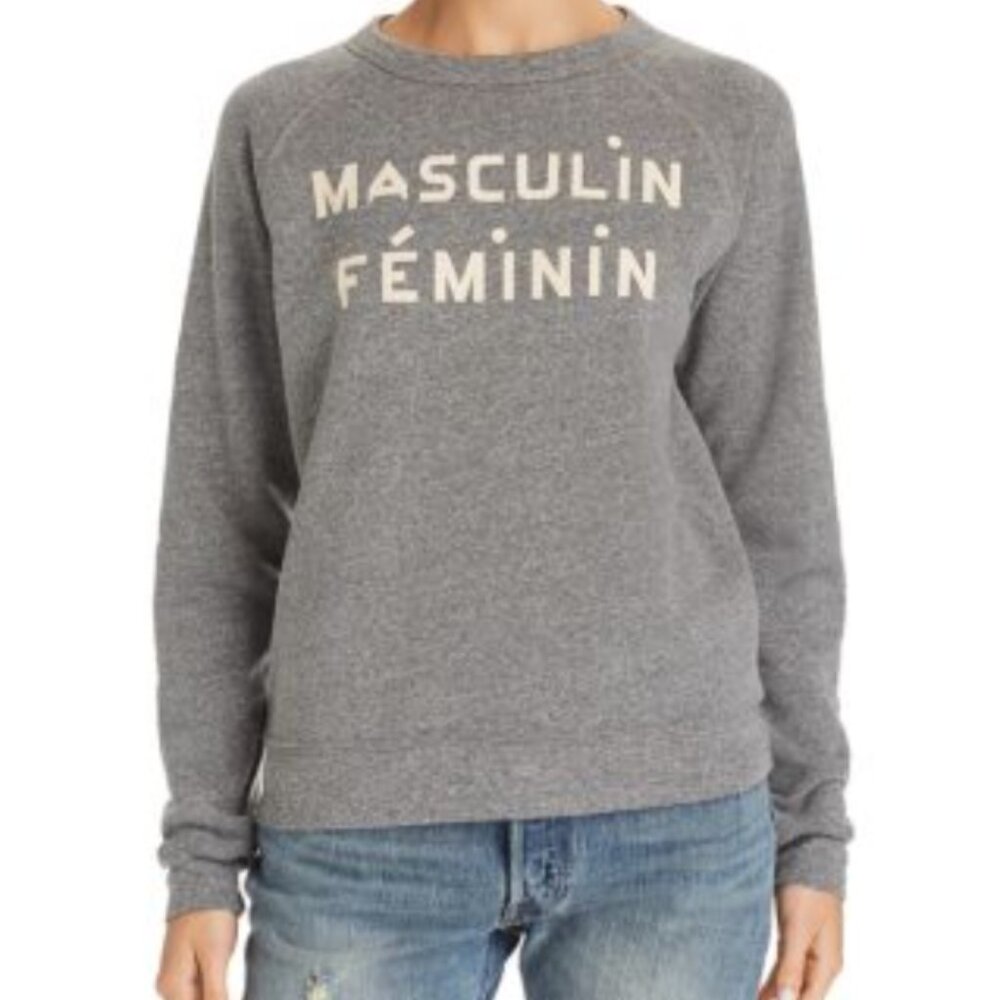 Clare V Gray Sweatshirt with Cream Text